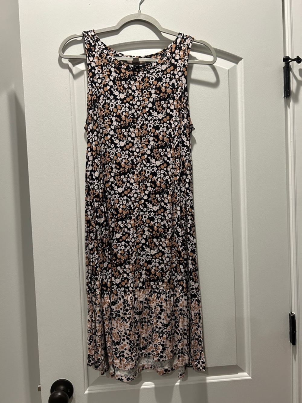 LOFT Floral Maxi Dress in Black and Beige